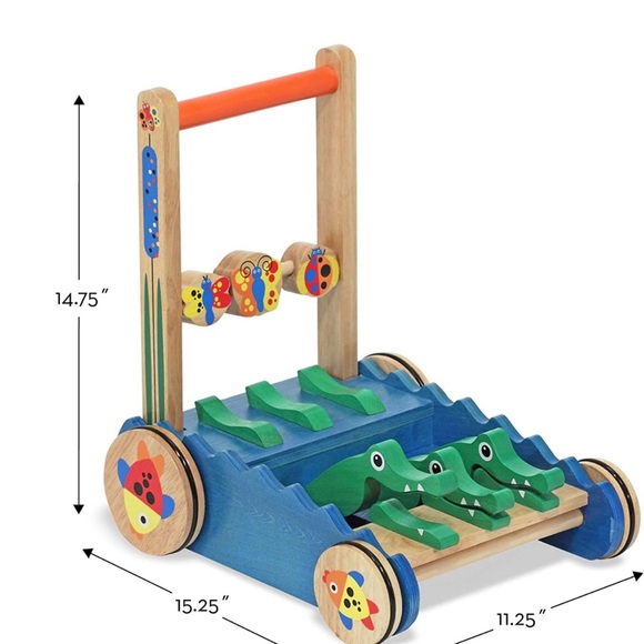 Melissa & Doug Deluxe Chomp Wooden Alligator Activity Push Walker (Ages 1+) - Picture 2 of 7